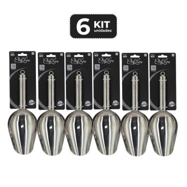 Imagem de Kit 6 Pa Para Gelo Inox Barman Profissional