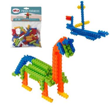 Imagem de Brinquedo Educativo Infantil Pinos Mágicos Elka Com 100 Peças Colorida