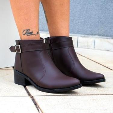 Imagem de Bota Feminina Casual Cano Curto Salto Baixo Antiderrapante Zíper Macia Leve Confortável-Feminino