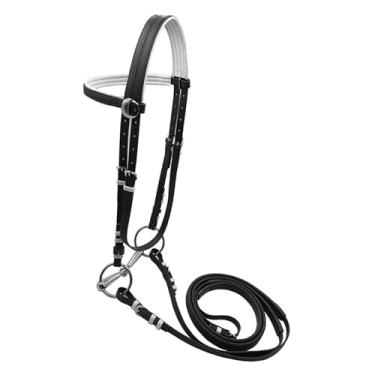 Imagem de YIJU Rédea de cavalo com corda para montaria, cabresto, alça para aulas de trilha, M Black
