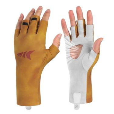 Imagem de KastKing Ultimate Angler Luvas de sol FPS sem dedos, luvas de pesca com proteção solar FPS 50+, tecnologia Hydrocool, design de palma aberta, luvas de proteção UV de punho estendido para pesca