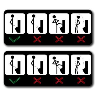 Imagem de 2 peças de placas engraçadas de banheiro, placas de mictório engraçadas à prova d'água, adesivos autoadesivos antidesbotamento para banheiro