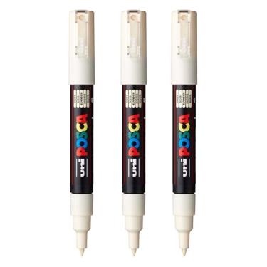 Imagem de posca Marcadores de tinta à base de água PC-1M, ponta extrafina (0,7 mm), marfim, 3 unidades