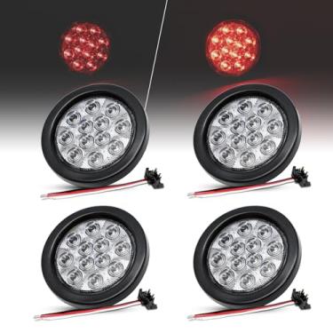 Imagem de Ledvillage 4 peças de lente transparente de 10 cm vermelho LED redondo marcador lateral indicador de luz de folga lâmpada de borracha uso externo para trailer caravana caminhão ônibus van RV 12V DC