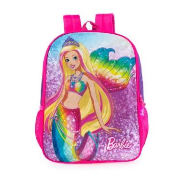 Imagem de Mochila Escolar Infantil Feminina Barbie Rosa - Bagaggio