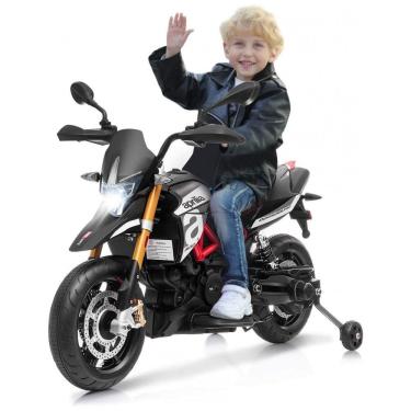 Imagem de Moto Elétrica Infantil a Bateria 12V com Sons, MP3, e Luzes, Idade Rec 3 a 8 Anos, Costzon, Preto
