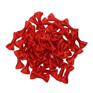 Imagem de Shapenty Mini fita de cetim laços flores boutique para costurar scrapbook chá de bebê presente de casamento Natal meninas vestido acessórios de cabelo, artesanato, 50 peças (vermelho, 3 x 1,5 cm)