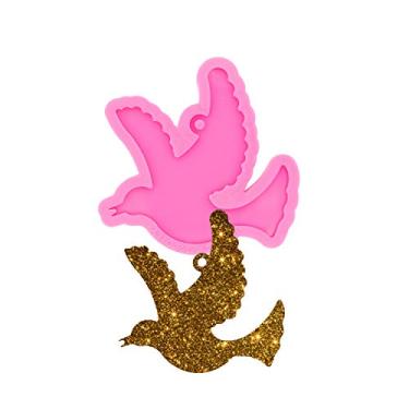 Imagem de Shiny Glossy Bird Flying Shape Keychain Silicone Mold with Hole for DIY Flying Birds Mold Candy Necklace Epoxy Jewellery Silicone Mold Resin Crafting Molds for Pendant Luggage Tag