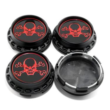 Imagem de Aço. Quadro, 4 peças, 67 mm/62 mm, bonés de centro de rodas, caveira, estilo preto, base para #C-307-1#Cap 655#MS-CAP-T138 GT30 GTC CE28N TE37 de substituição de borda de roda de 19 polegadas