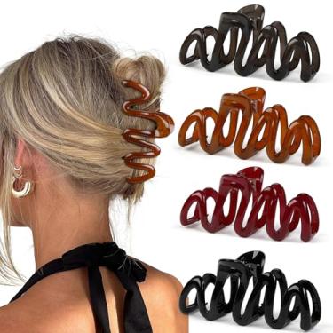 Imagem de Grampos de garra para mulheres, grampos de cabelo ondulados para cabelo grosso, antiderrapante, prendedor de cabelo para mulheres, acessórios de cabelo bonitos, 4 peças