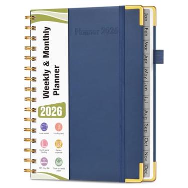 Imagem de Agenda A5 espiral 2026, janeiro de 2026 a janeiro de 2026, agenda diária de 12 meses, 14,6 cm x 21,3 cm, agenda semanal e mensal, livro de calendário de capa dura, material escolar para trabalho