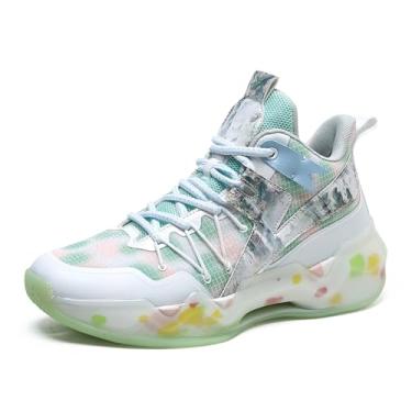 Imagem de Novetra Tênis de basquete esportivo masculino cano alto, respirável, com cadarço, amortecimento antiderrapante, casual e confortável(White,35 BR)