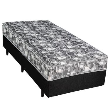 Imagem de Cama Box Conjugada Solteiro Berflex com Molas Ensacadas Espuma D26 Suporte 90kg Preta Certificada INMETRO