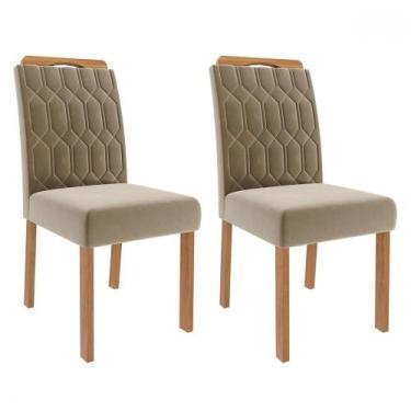 Imagem de Cadeiras Kit 2 Cadeiras Paola Wood Suede Madeira/Joli - Cimol, Cinza