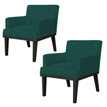 Imagem de Kit 02 Poltronas Decorativas Para Sala de Estar e Recepção Beatriz W01 Verde Musgo - Lyam Decor