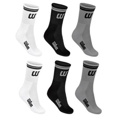 Imagem de Kit 6 Pares de Meias Wilson Cano Longo Masculino, Branco, Preto, 39-44