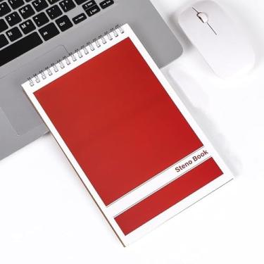 Imagem de Steno Pads (15 x 23 cm), caderno espiral superior de 80 folhas com régua Gregg para mulheres e homens, cadernos canhotos para escrever notas na escola, casa, trabalho, escritório, negócios, vermelho
