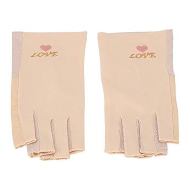 Imagem de Cryfokt Luvas de Manicure Sem Dedos Proteção Uv Proteção de Segurança Luvas de Lâmpada de Unhas para Salão de Beleza Em Casa Fibra de Algodão (Amarelo claro)