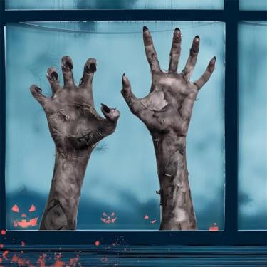 Imagem de 1 adesivo de janela, decalque de parede de mão zumbi de Halloween adesivo assustador para janela