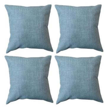 Imagem de Almofada Linho Azul Tiffany 45x45cm Decoração c/Enchimento (4, Azul, 45x45)