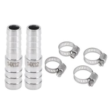 Imagem de Generic 1 conjunto de acessórios de farpa de mangueira 35/64"x15/81.3 cm redutor de emenda para ar, água, óleo, gás, combustível, aço inoxidável, tom prateado com braçadeiras