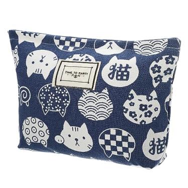 Imagem de Bolsa de maquiagem de lona, bolsa de maquiagem de grande capacidade, bolsa de cosméticos, bolsas de cosméticos femininas para porta-moedas, base, pincéis de batons, azul