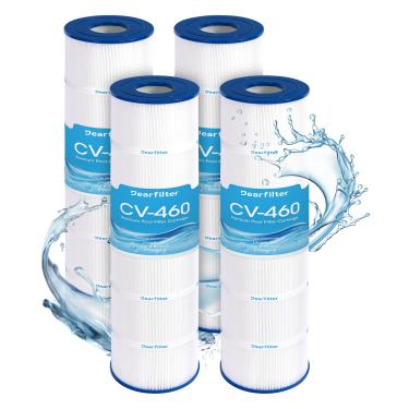 Imagem de dearfilter Cartuchos de filtro de piscina CV460, substituição compatível para Jandy CL460, R0554600, Unicel C-7468, Filbur FC-0810 e Pleatco PJAN115, 4 m², pacote com 4