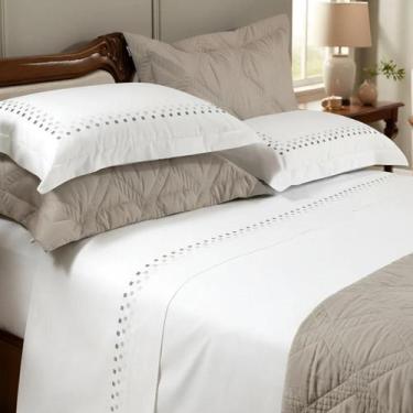 Imagem de Jogo De Cama Casal Algodão Queen Miami 250 fio Egípcio Super Macio - D