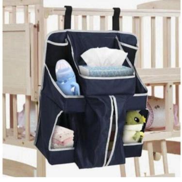 Imagem de Porta Fraldas Organizador Portátil Cômoda Trocador Berço Bebê Azul Mar