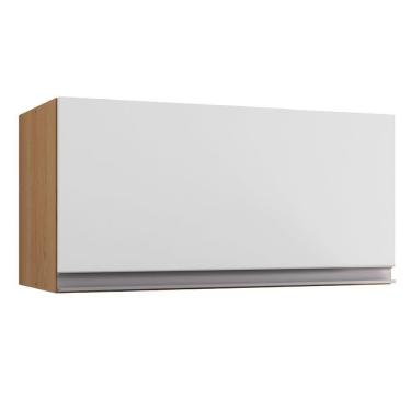 Imagem de Armário Aéreo De Cozinha Para Geladeira Andréia 1 Porta 60cm Amêndoa/Branco