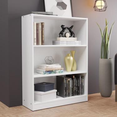 Imagem de Estante Para Livros Home Sala Madesa Com 3 Nichos Branco