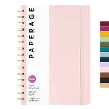 Imagem de PAPERAGE Caderno de diário espiral forrado, (blush), 160 páginas, diário de capa dura para mulheres e homens, médio 14 x 20 cm - 100 g/m2, papel grosso, caderno espiral para trabalho, escola e diário