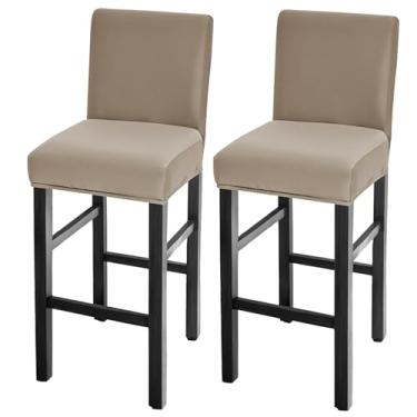 Imagem de GOSTADY Conjunto de 2 capas de banco de bar, à prova d'água, capas de assento para banco de bar, com altura elástica, para cadeira alta de pub com encosto, capas de cadeira de bar para cozinha, sala