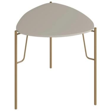 Imagem de Mesa Lateral Para Sala De Estar Baixa Pés Industrial Dourado Alef I03 
