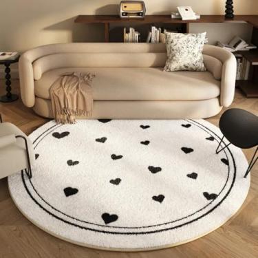 Imagem de Tapete de sala de estar redondo, macio e fofo, moderno e simples, para sala de estar, lavável, de pelúcia, para vestiário (300x300 cm/D)