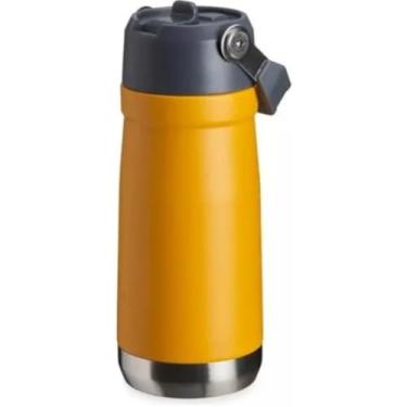 Imagem de Garrafa Térmica 650 ml Aço Inox - Canudo Flip e Alça Ergonômica - Parede Dupla, Isolamento a Vácuo e Antivazamento (AMARELO)