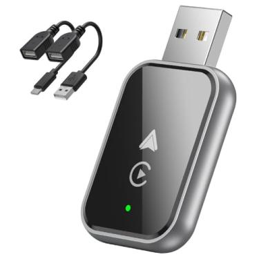 Imagem de Adaptador automotivo 2 em 1 sem fio CarPlay e Android, dongle USB com compatibilidade Bluetooth e WiFi