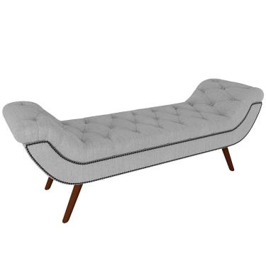 Imagem de Puff Recamier Decorativo Com Tachas 140cm Santorini Linho Cinza