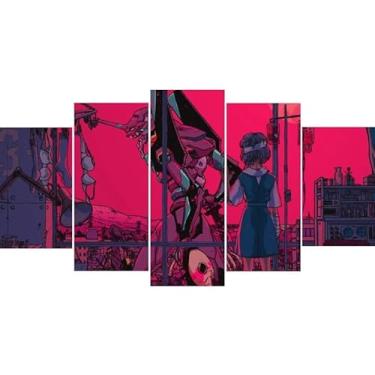 Imagem de Aero Print - Quadro Decorativo 5 Peças 95x60cm Neon Evangelion - Poster Retrô Anime