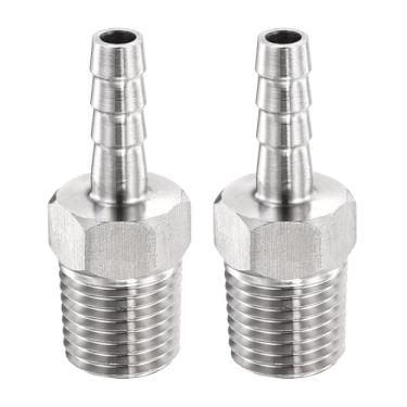 Imagem de METALLIXITY 2 peças de aço inoxidável barras sextavadas mangueira para adaptador NPT macho 3/40.6 cm farpa x 1/10.2 cm NPT macho para automotivo, motocicleta, marítimo, caminhão, sistemas de