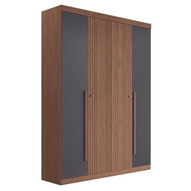 Imagem de Guarda Roupa Casal Ripado 4 Portas Elvas Jatobá Grafite