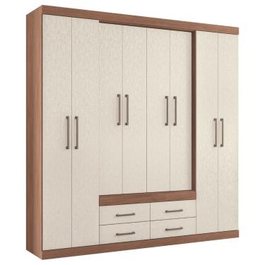 Imagem de Guarda Roupa Casal Com Espeho 8 Portas Miami Jatobá Areia