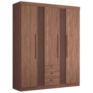 Imagem de Guarda Roupa Solteiro 3 Portas Ripado Lens Jatobá