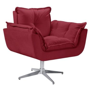 Imagem de Poltrona Opala Giratória Alumínio Suede Bordô