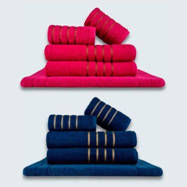 Imagem de Jogo De Toalhas 10 P?s Cole??o Montreal 100% Algod?o Rosa+azul