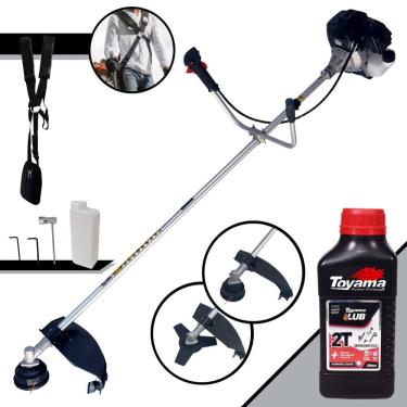 Imagem de Roçadeira Multifuncional Toyama RT43LB-25A À Gasolina 43cc 1,7HP 10.000rpm 2 Opções de Corte Com Lâmina 3 Pontas + Carretel de Nylon + ÓLEO TOYAMA 2T