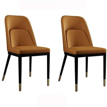 Imagem de Cadeira de jantar, cozinha, sala de jantar, móveis, cadeiras de cozinha, cadeiras de jantar, conjunto de 2 cadeiras de sala de estar, cadeiras de sala de estar, armação de aço carbono (cor: amarelo)