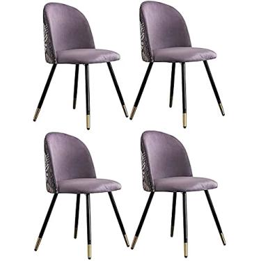 Imagem de Cadeira de jantar, cozinha, sala de jantar, móveis, cadeiras de cozinha, cadeiras de jantar, conjunto de 4 cadeiras retrô bordadas para sala de estar, assento estofado de veludo com pernas de metal