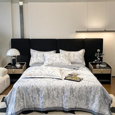 Imagem de Cobertor de luxo de verão, mantas de cama de verão, edredom leve, edredom de algodão, colcha de verão, colcha fina gelada, estampa floral, para todas as estações, 020,200 × 230 cm