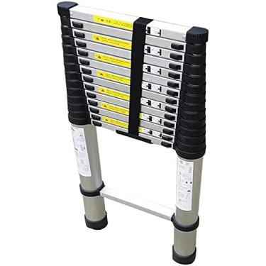 Imagem de OKUOKA Escada telescópica de 6 m / 4,9 m / 3,8 m / 3,2 m, escada telescópica de extensão de alumínio para uso interno externo no telhado RV Sótão, carga 150 kg/330 lbs (tamanho: 4,4 m/14,5 pés